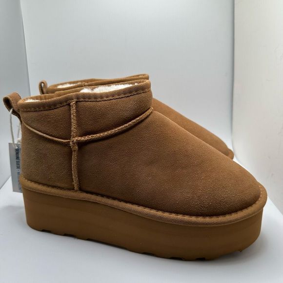 CUSHIONAIRE Women's Genuine Suede pull on platform boot +Memory Foam 8.5 CHESTNU - Picture 1 of 7
